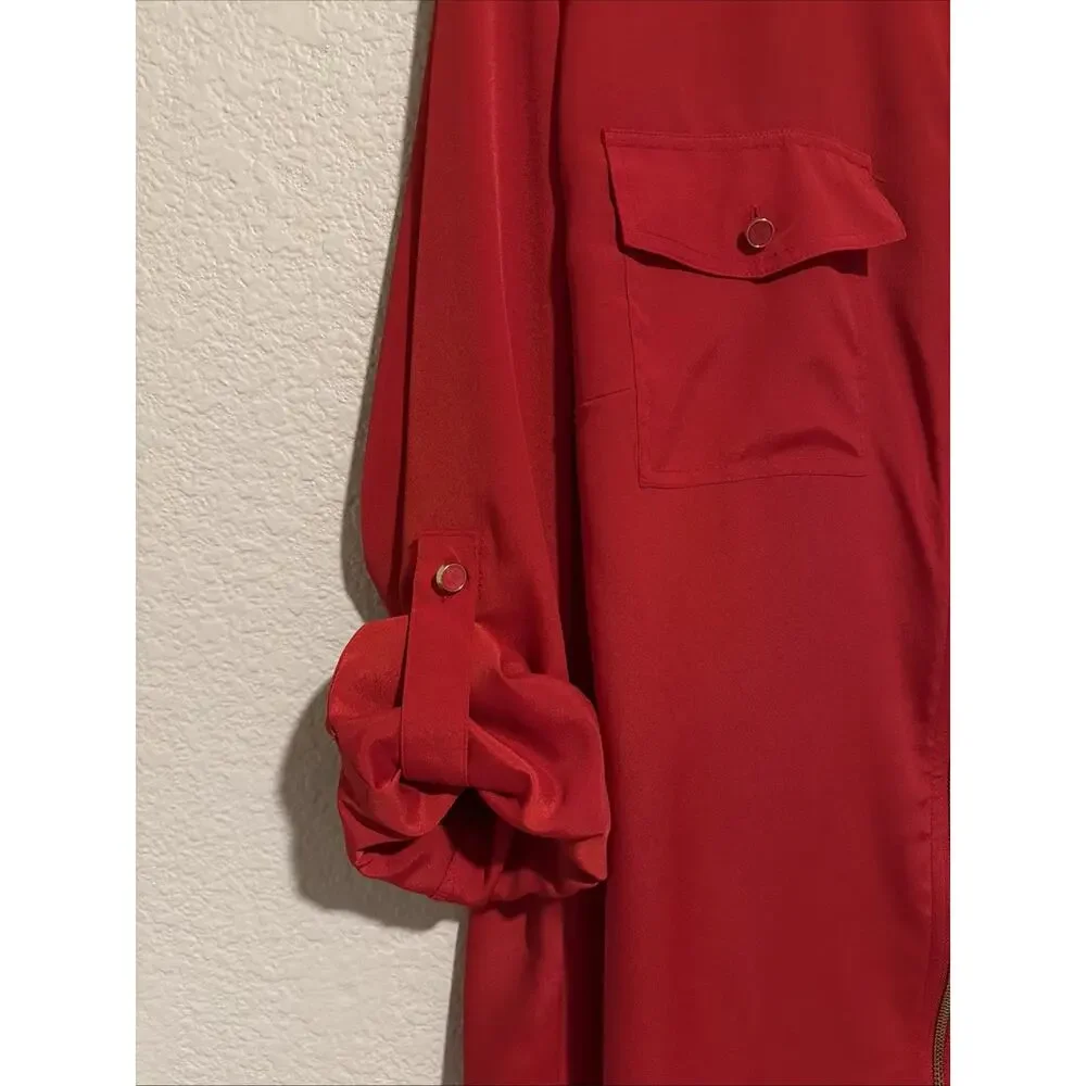 NEW Michael Kors Tunic Top Blouse Modern Luxury Career Red Logo 2X